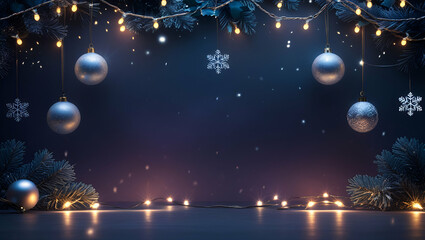  Christmas Sapphire Backdrop Adorned  Snowflakes ai genrative