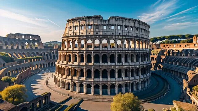 stunning Colosseum in Rome Italy, sunny summer day

