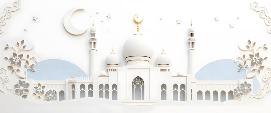 Mystic Sheikh Zayed Mosque background in Paper Cut