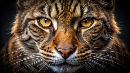 Obraz premium A fierce and powerful feline face with sharp canines exposed and eyes that seem to bore into the soul, wild, teeth, wild,teeth,fierce