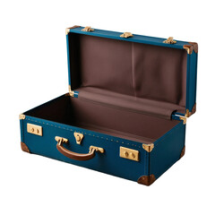 Open blue suitcase isolated on transparent background