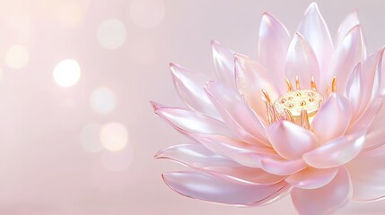 Fototapeta premium Tranquility, Buddhist flower, Shimmering Pink Lotus Flower, Pink Lotus Close-Up, Pink Lotus Radiant Bloom