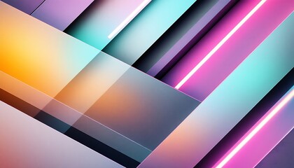 Obraz premium Abstract Geometric Design Pastel Hues Neon Lines Background