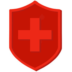 Red cross, Cross, plus, shield, cross sign, plus icon, shield plus, cross icon, plus sign, shield, hospital element, healty, medical, icon, element, health, sign, 3d, png, first aid kit, red
