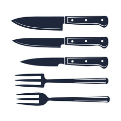 Knife Set and Carving Fork Vector Design.