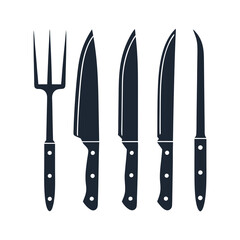 Knife Set and Carving Fork Vector Design.