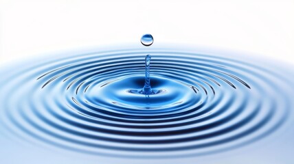 Water droplet impact creating ripples nature photography calm environment close-up view concept of serenity