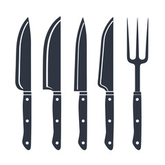 Knife Set and Carving Fork Vector Design.