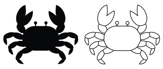 Crab icon, crab vector icon. Stone crab flat icon. Sea crab silhouette isolated. Vector illustration. Isolated in white background
