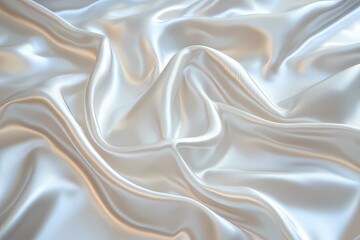 Obraz premium white pearl shiny satin silk fabric background. smooth elegant wavy, luxurious Anniversary, Christmas, wedding, valentine, event, celebration concept.