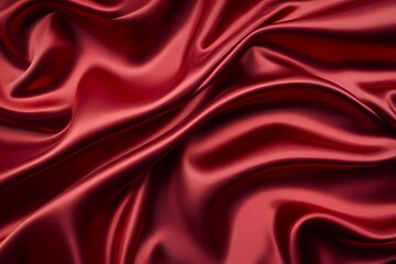 Fototapeta premium red shiny satin silk fabric background. smooth elegant wavy, luxurious Anniversary, Christmas, wedding, valentine, event, celebration concept.