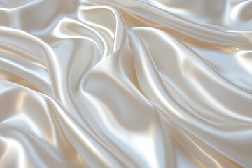 Obraz premium white pearl shiny satin silk fabric background. smooth elegant wavy, luxurious Anniversary, Christmas, wedding, valentine, event, celebration concept.