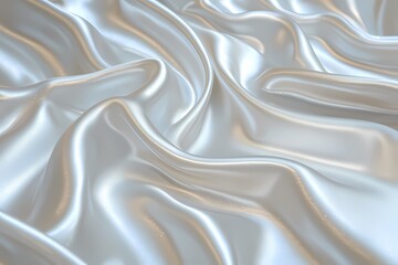 Obraz premium white pearl shiny satin silk fabric background. smooth elegant wavy, luxurious Anniversary, Christmas, wedding, valentine, event, celebration concept.