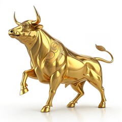 golden bull on a white background