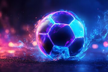 Energetic Soccer Ball in Neon Lights