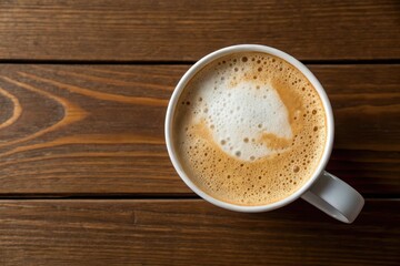 Fototapeta premium Aromatic Coffee Drink in a White Mug on Wooden Surface