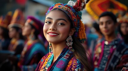 Vibrant Culture: A Portrait of a Young Woman in Traditional Mexican Attire