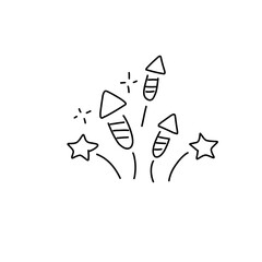 Firework salute line icons