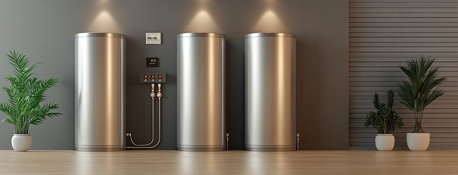 The hot water connection of the gas equipment in the house. Engineering water heating, clean gas pipeline of the heating system in the building