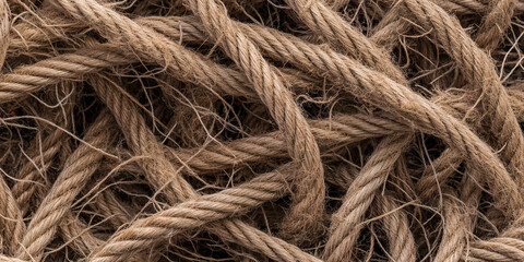Fototapeta premium Close-up of Tangled Jute Rope