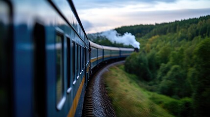 Scenic Train Journey Through Lush Forests