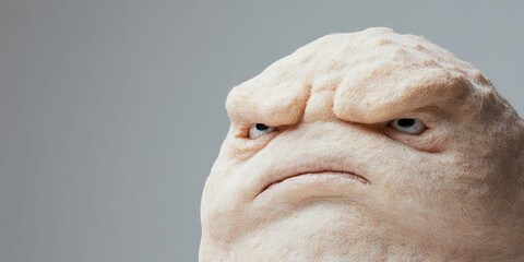 Digital Render of a Beige, Wrinkled Creature's Face
