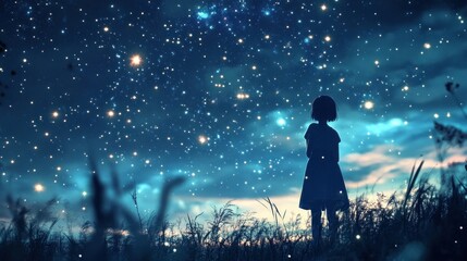 Obraz premium Starry Night Girl