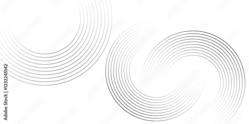 Wall mural white abstract minimalist background with circle lines and dot pattern