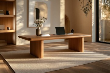 Minimalist Wooden Desk in Modern Home Office