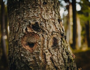 Obraz premium Standing firm against time, the tree trunk tells a story of growth and endurance.