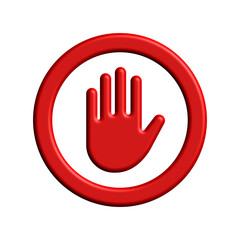stop hand sign 3d style outline