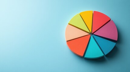Fototapeta premium A colorful pie chart illustrating cost allocation, pastel blue background.