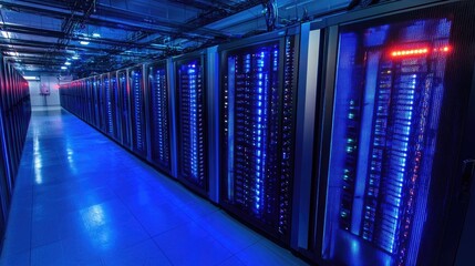 A concept art of an AI-controlled supercomputer with futuristic design.