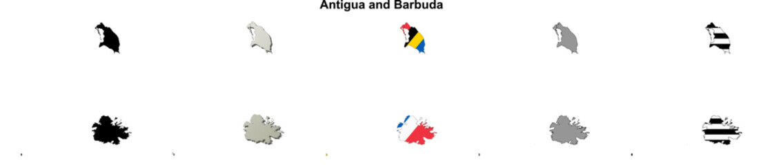 Antigua and Barbuda outline map set