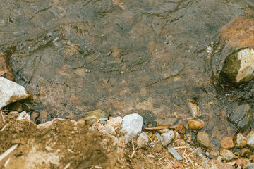 Close up of fast flowing river water
