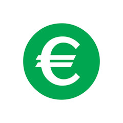 Green round shape with euro currency symbol icon silhouette vector illustration design on white background.