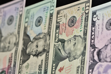 Images of banknotes of various countries. american dollar photos.