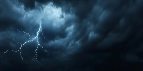 Gardinen Lightning bolts are illuminating a dramatic stormy sky full of dark clouds, creating a powerful and intense atmosphere © ArtPixel-Portfolio