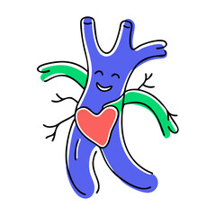 Cute Human Heart Vector: Happy Anatomical Organ Illustration