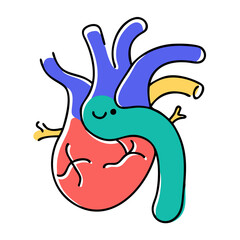 Cute Human Heart Vector: Happy Anatomical Organ Illustration