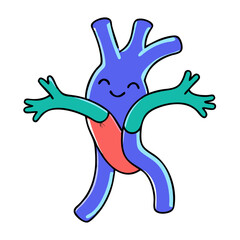 Obraz premium Smiling Heart Cartoon: Fun and Educational Medical Illustration