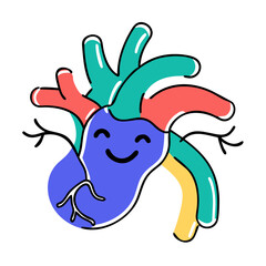 Smiling Heart Cartoon: Fun and Educational Medical Illustration