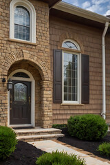 Picturesque Home Exterior: Stonework, Landscaping, and Architectural Details