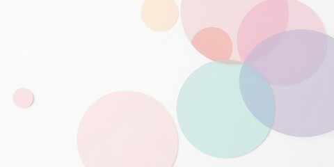 delicate pastel circles intersecting and blending on a pristine white surface, dreamy atmosphere, ethereal quality, blended edges