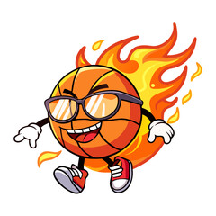 Creative Basketball Icon with Fire and Personality