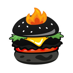 Flaming Burger Vector Illustration for Food Lovers