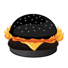 Flaming Burger Vector Illustration for Food Lovers