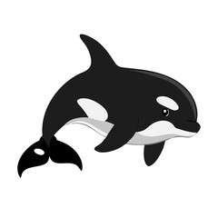 Orca Illustration Vector with Mother and Baby Whale