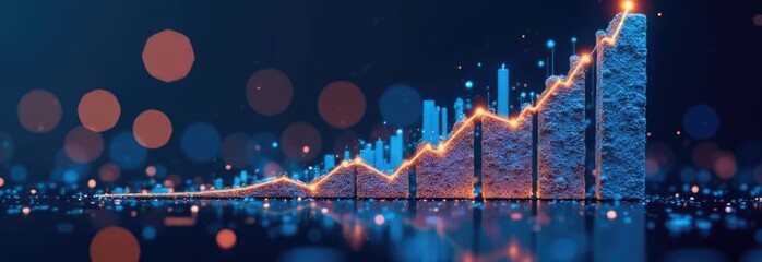 Graphs and diagrams showing the growth of technology, free space for textм