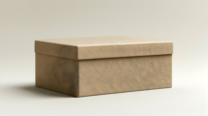 3D Illustration Closed Box Package Container Storage Beige Minimalist